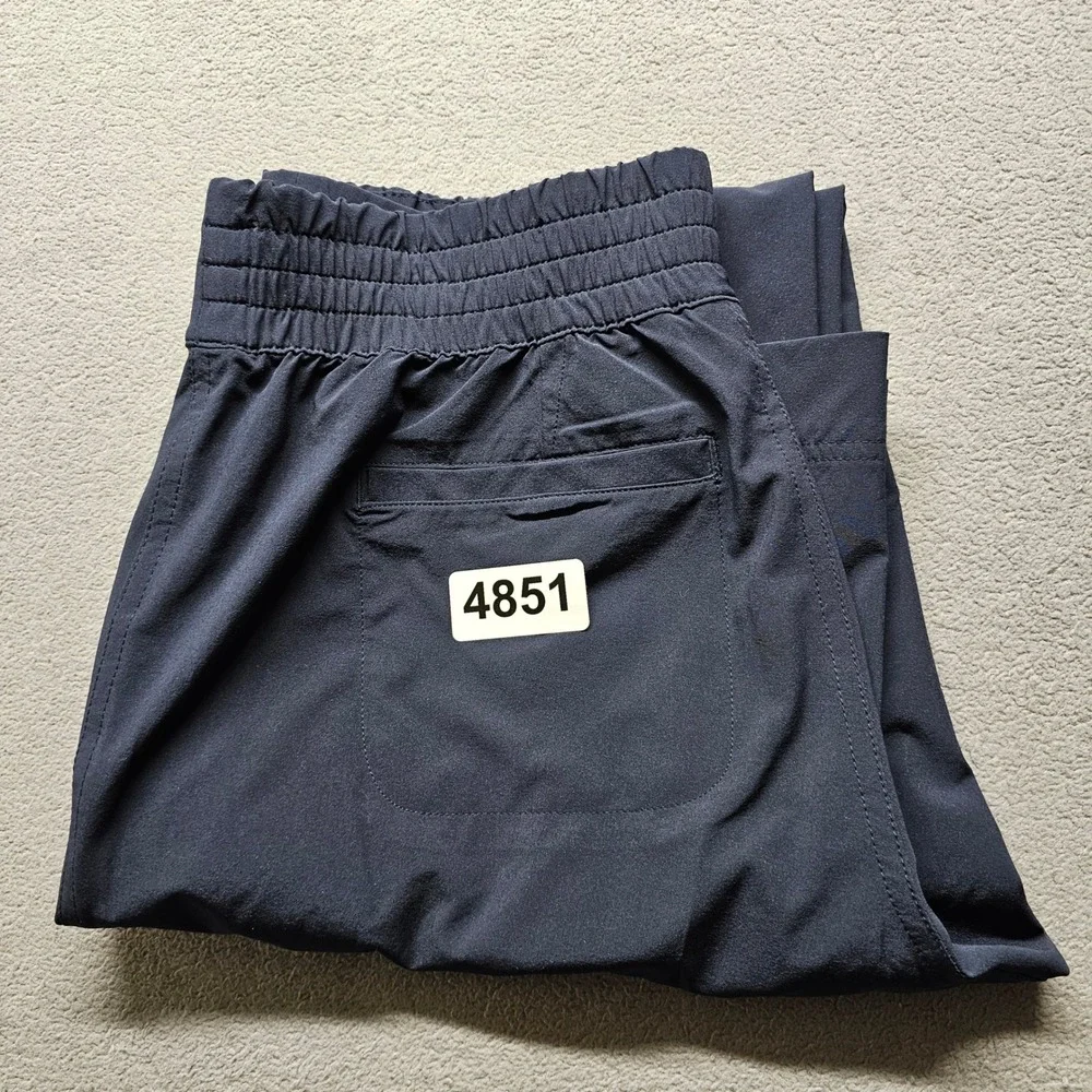 Athleta Wide Leg Travel Pants Womens 4 Navy Blue Active Commute Stretch Trouser